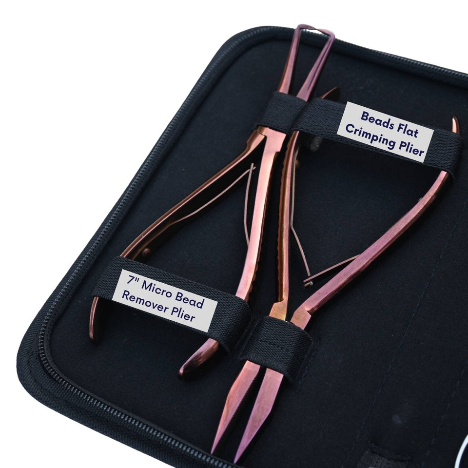 Pro Microlink Hair Extension Kit with Flat Crimping Plier, Threading Hook & Loop Tool - Cross Edge Corporation