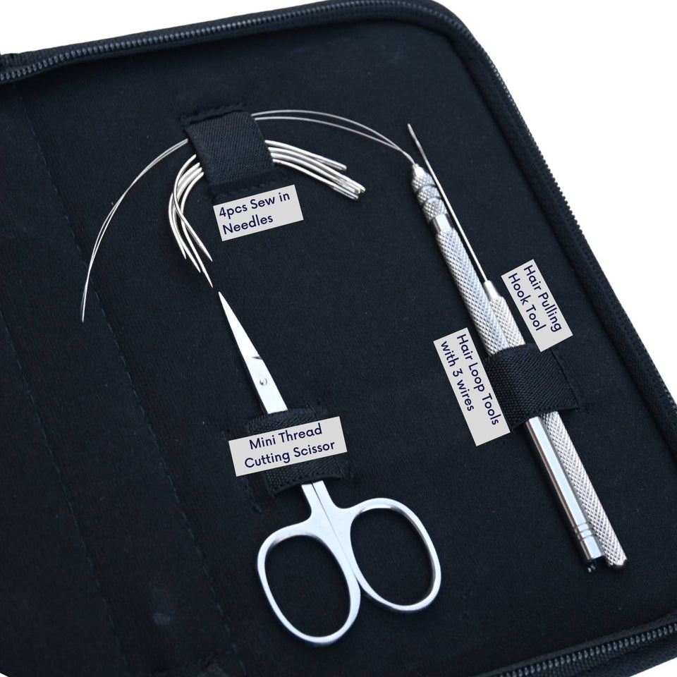Pro Microlink Hair Extension Kit with Flat Crimping Plier, Threading Hook & Loop Tool - Cross Edge Corporation