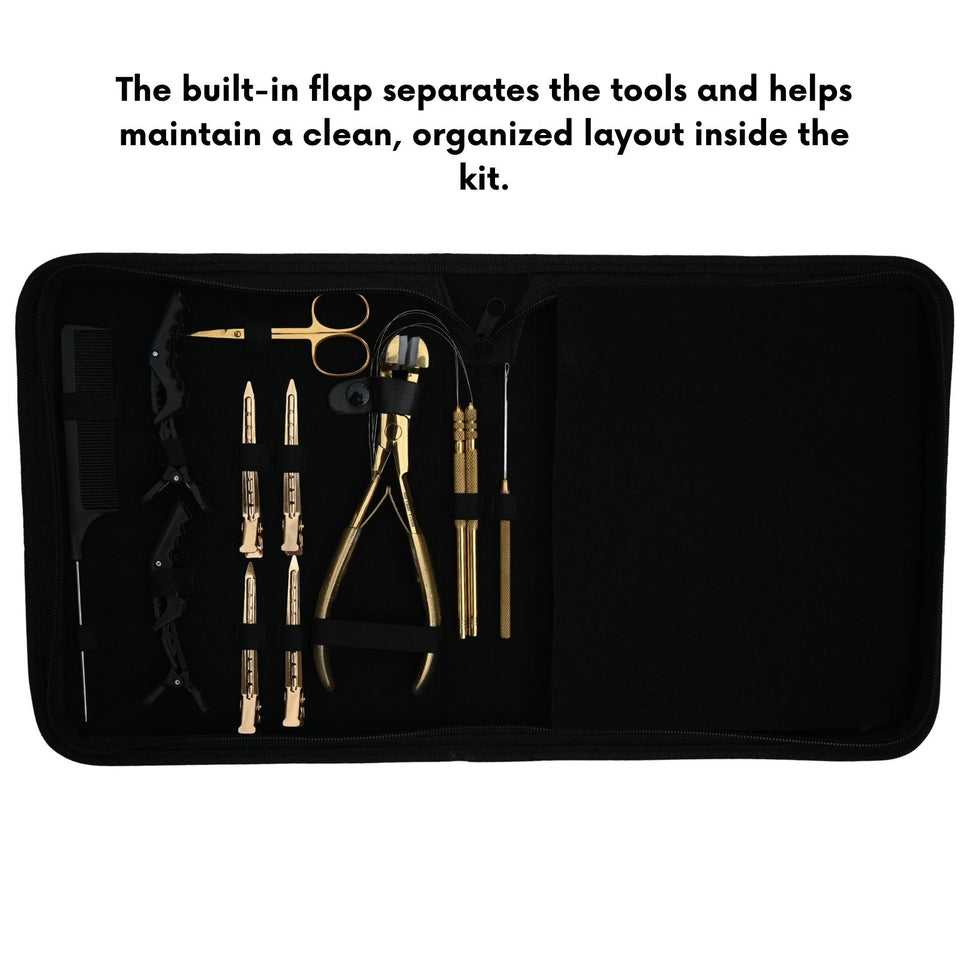 Premium Salon Hair Extension Kit with Tape In Plier, Bond Cutter & Rexine Storage Case - Cross Edge Corporation