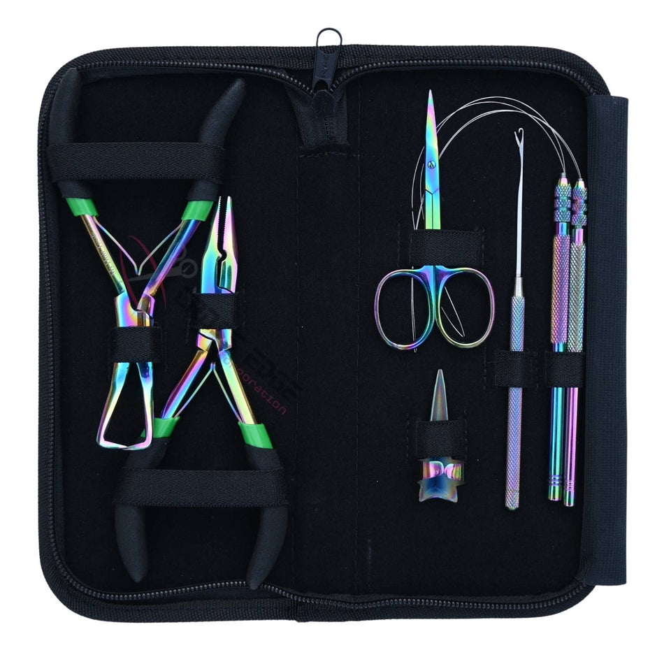 Rainbow Hair Extension Tool Kit with Crimping Plier, Bead Remover & Hook Loop Set - Cross Edge Corporation