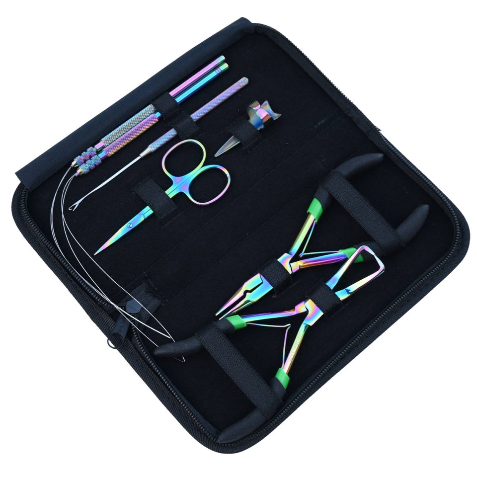 Rainbow Hair Extension Tool Kit with Crimping Plier, Bead Remover & Hook Loop Set - Cross Edge Corporation