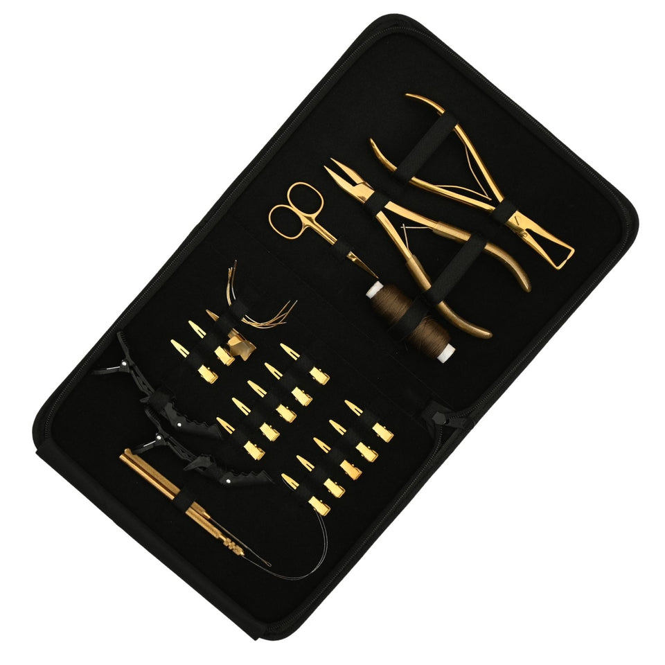 Hair Extension Tool Kit with Flat Crimping Pliers, Hook Loop Tools & Wig Thread Set - Cross Edge Corporation