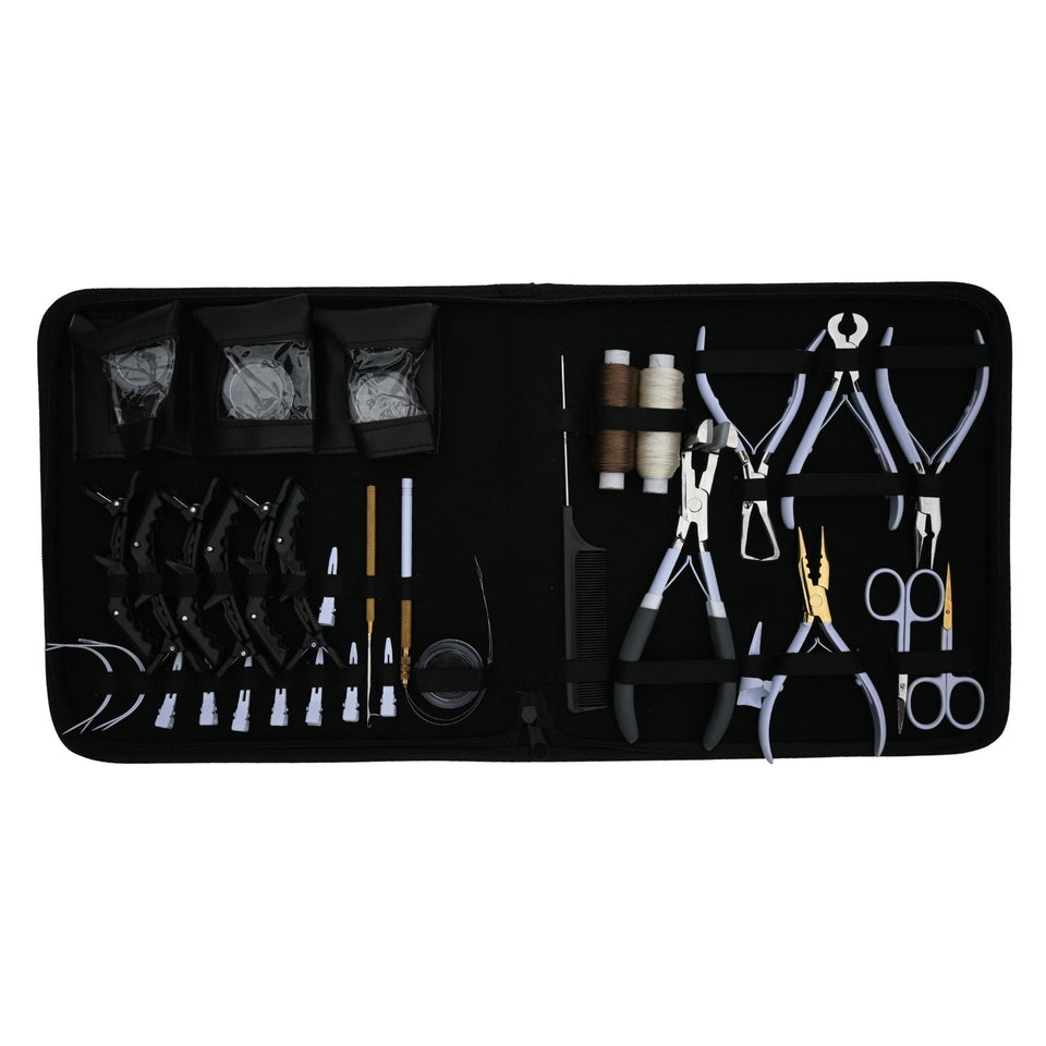Master Hair Extension Studio Kit with 3 Hole Crimping Pliers, Tape In Tool & Bead Storage Set - Cross Edge Corporation