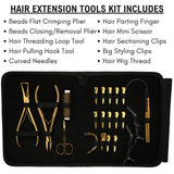 Hair Extension Tool Kit with Flat Crimping Pliers, Hook Loop Tools & Wig Thread Set - Cross Edge Corporation