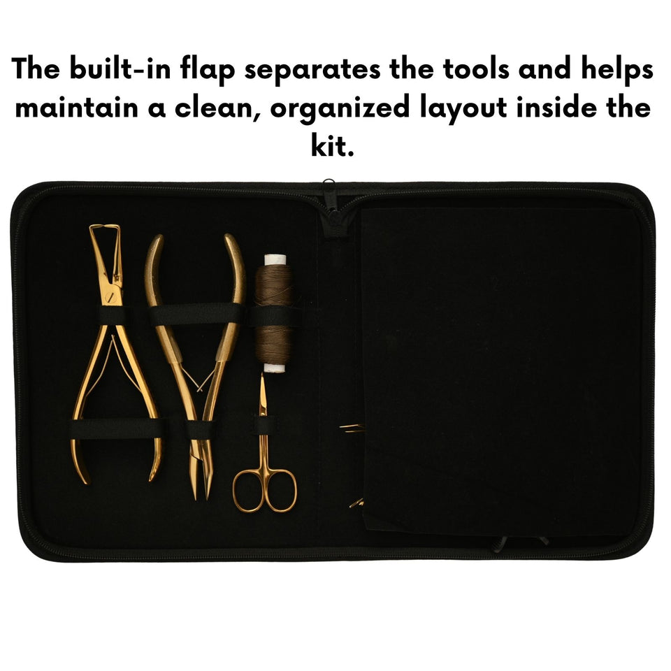 Hair Extension Tool Kit with Flat Crimping Pliers, Hook Loop Tools & Wig Thread Set - Cross Edge Corporation