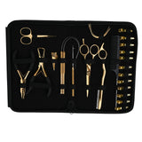 Gold Hair Extension Tool Kit with Crimping Pliers, Barber Scissors & Razor Tool - Cross Edge Corporation