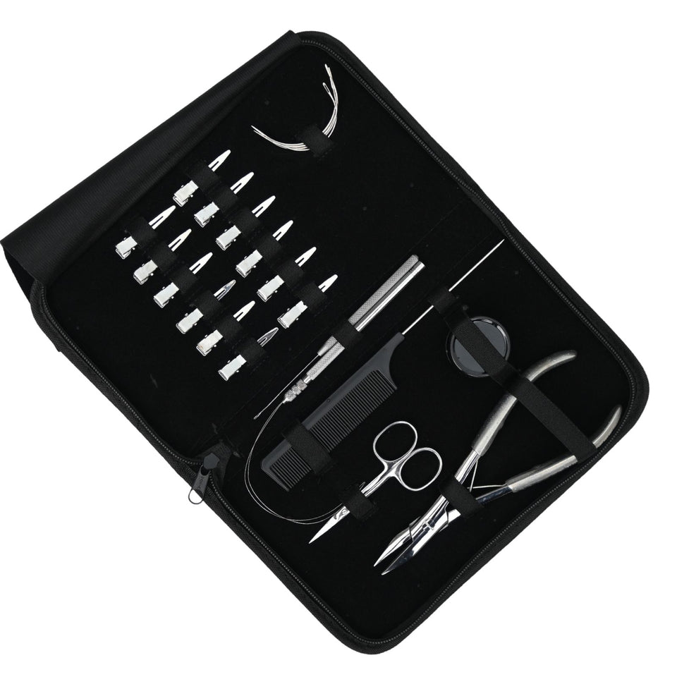 Nano Ring Hair Extension Kit with Flat Crimping Plier, Loop Tool & Beads Storage Box - Cross Edge Corporation