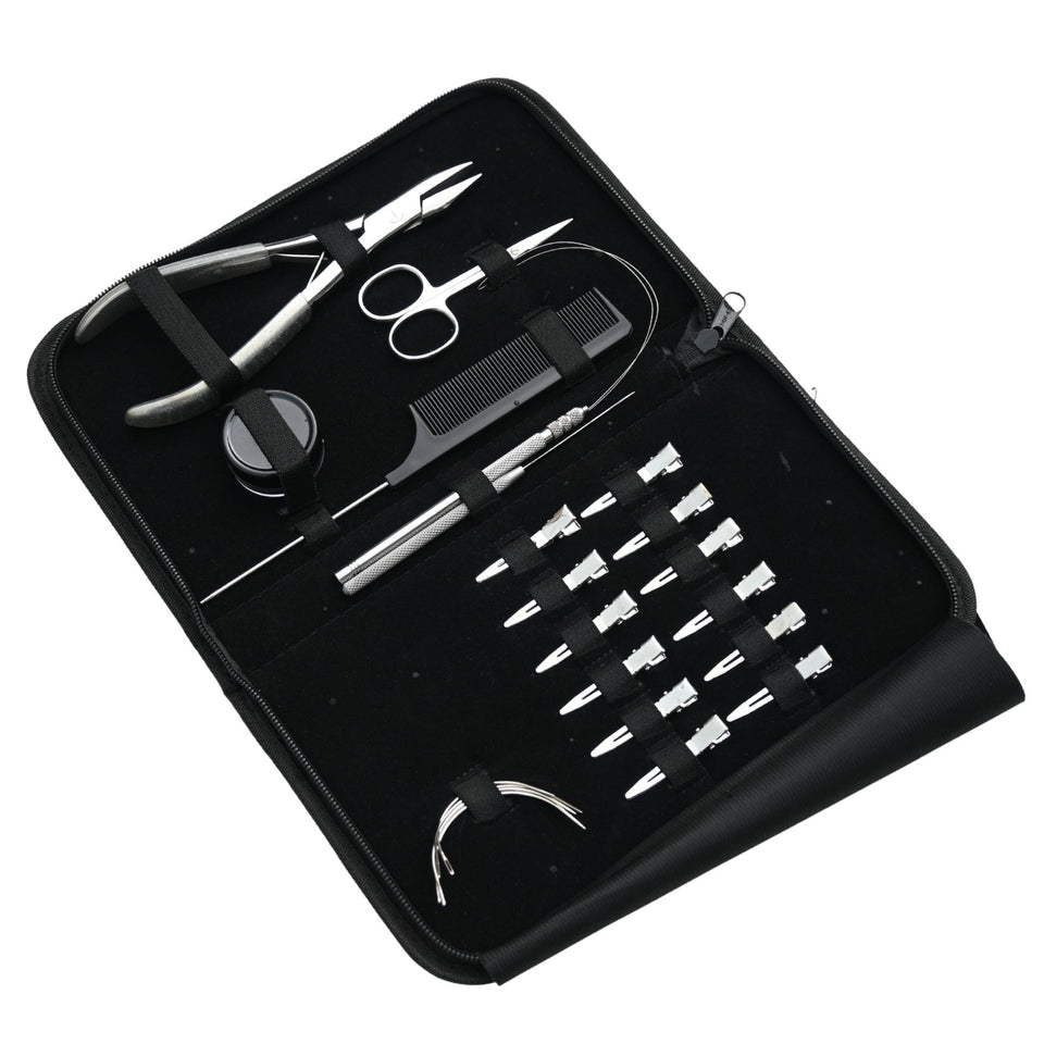 Nano Ring Hair Extension Kit with Flat Crimping Plier, Loop Tool & Beads Storage Box - Cross Edge Corporation