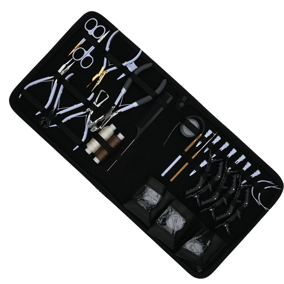 Master Hair Extension Studio Kit with 3 Hole Crimping Pliers, Tape In Tool & Bead Storage Set - Cross Edge Corporation