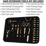 Gold Hair Extension Tool Kit with Crimping Pliers, Barber Scissors & Razor Tool - Cross Edge Corporation