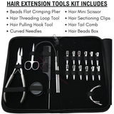 Nano Ring Hair Extension Kit with Flat Crimping Plier, Loop Tool & Beads Storage Box - Cross Edge Corporation