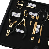Gold Hair Extension Tool Kit with Crimping Pliers, Barber Scissors & Razor Tool - Cross Edge Corporation