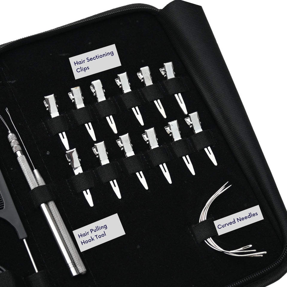 Nano Ring Hair Extension Kit with Flat Crimping Plier, Loop Tool & Beads Storage Box - Cross Edge Corporation