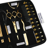 Gold Hair Extension Tool Kit with Crimping Pliers, Barber Scissors & Razor Tool - Cross Edge Corporation