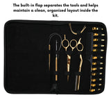 Gold Hair Extension Tool Kit with Crimping Pliers, Barber Scissors & Razor Tool - Cross Edge Corporation