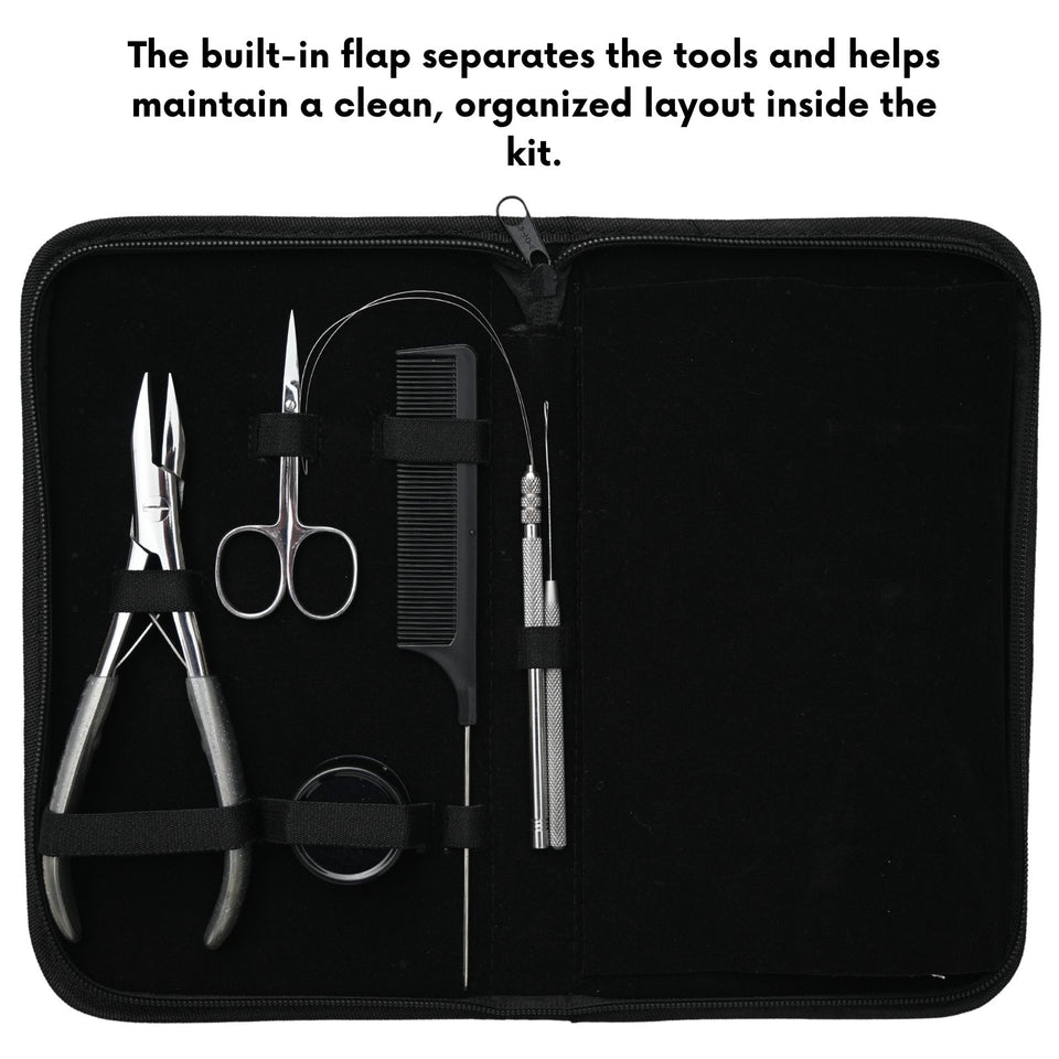 Nano Ring Hair Extension Kit with Flat Crimping Plier, Loop Tool & Beads Storage Box - Cross Edge Corporation