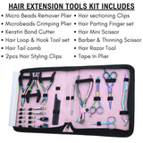 Rainbow Hair Extension Tool Kit with Tape Plier, Thinning Scissors & Razor Styling Set - Cross Edge Corporation