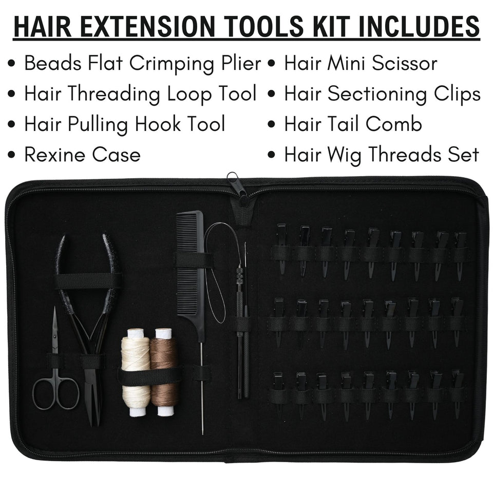 Professional Microlink Extension Kit with Flat Crimping Plier, Hook Loop Tools & Rexine Case - Cross Edge Corporation