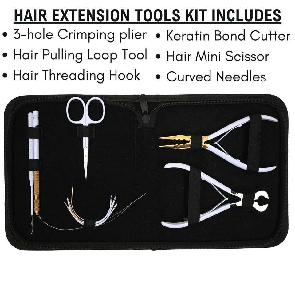 Hair Extension Installation Kit with 3 Hole Crimping Plier & Keratin Bond Cutter - Cross Edge Corporation