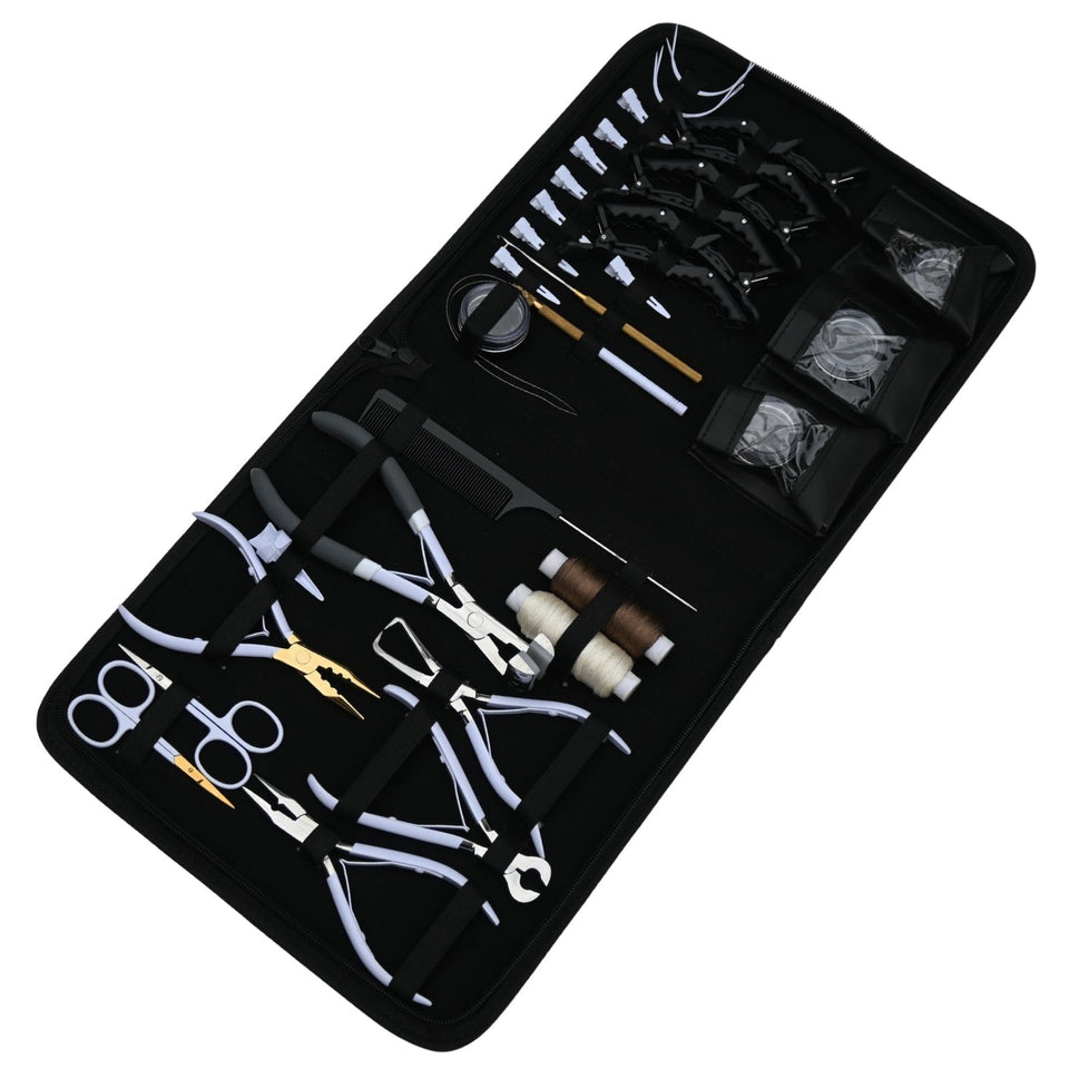 Master Hair Extension Studio Kit with 3 Hole Crimping Pliers, Tape In Tool & Bead Storage Set - Cross Edge Corporation