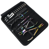 Rainbow Pro Hair Extension Kit with Flat Crimping Pliers, Hook Loop Tools & Styling Clips - Cross Edge Corporation
