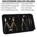 Gold Pro Hair Extension Master Kit with Tape In Plier, Bond Cutter & Crimping Tools - Cross Edge Corporation