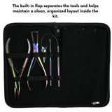 Rainbow Pro Hair Extension Kit with Flat Crimping Pliers, Hook Loop Tools & Styling Clips - Cross Edge Corporation