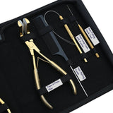Gold Pro Hair Extension Master Kit with Tape In Plier, Bond Cutter & Crimping Tools - Cross Edge Corporation