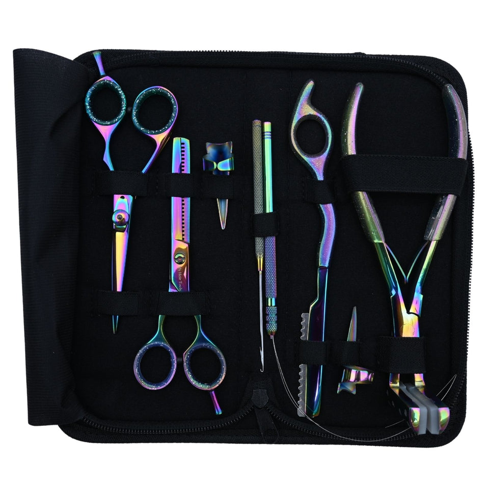 Salon Stylist Hair Extension Kit with Tape In Plier, Razor Tool & Professional Scissors Set - Cross Edge Corporation