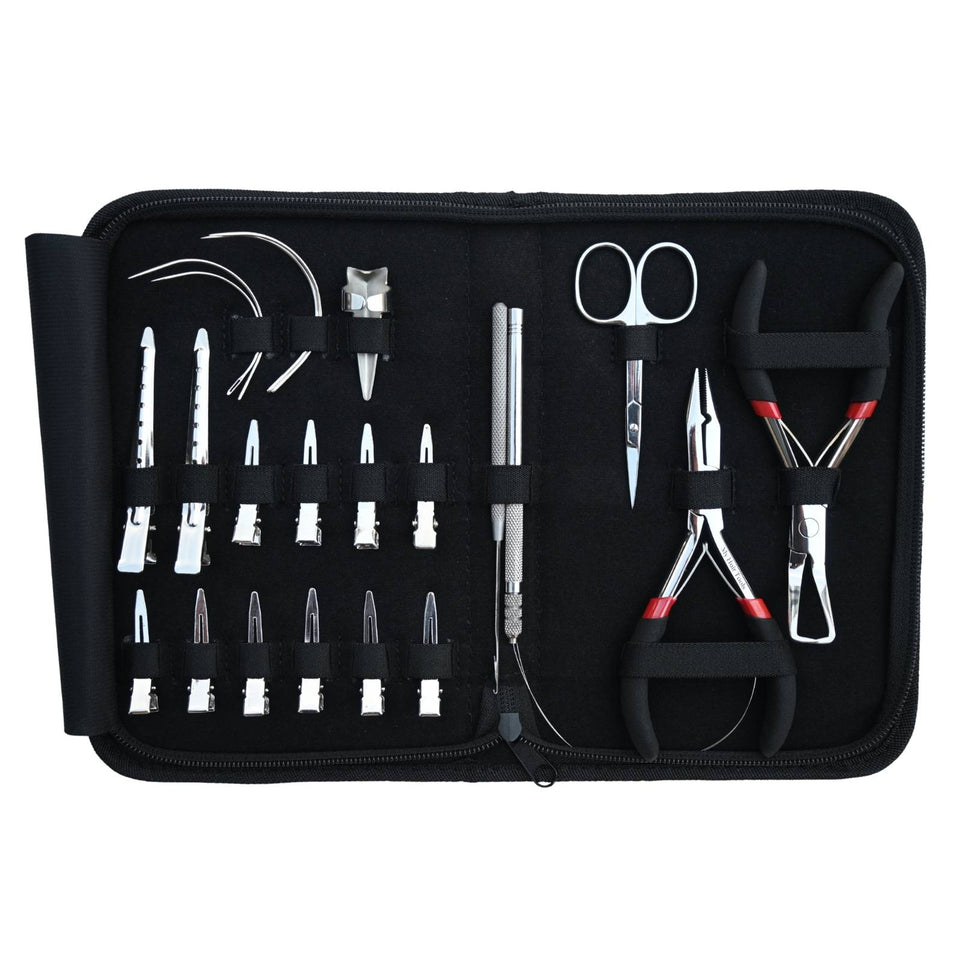 Silver Edition Hair Extension Tool Kit with Crimping Pliers, Loop Tool & Sectioning Set - Cross Edge Corporation