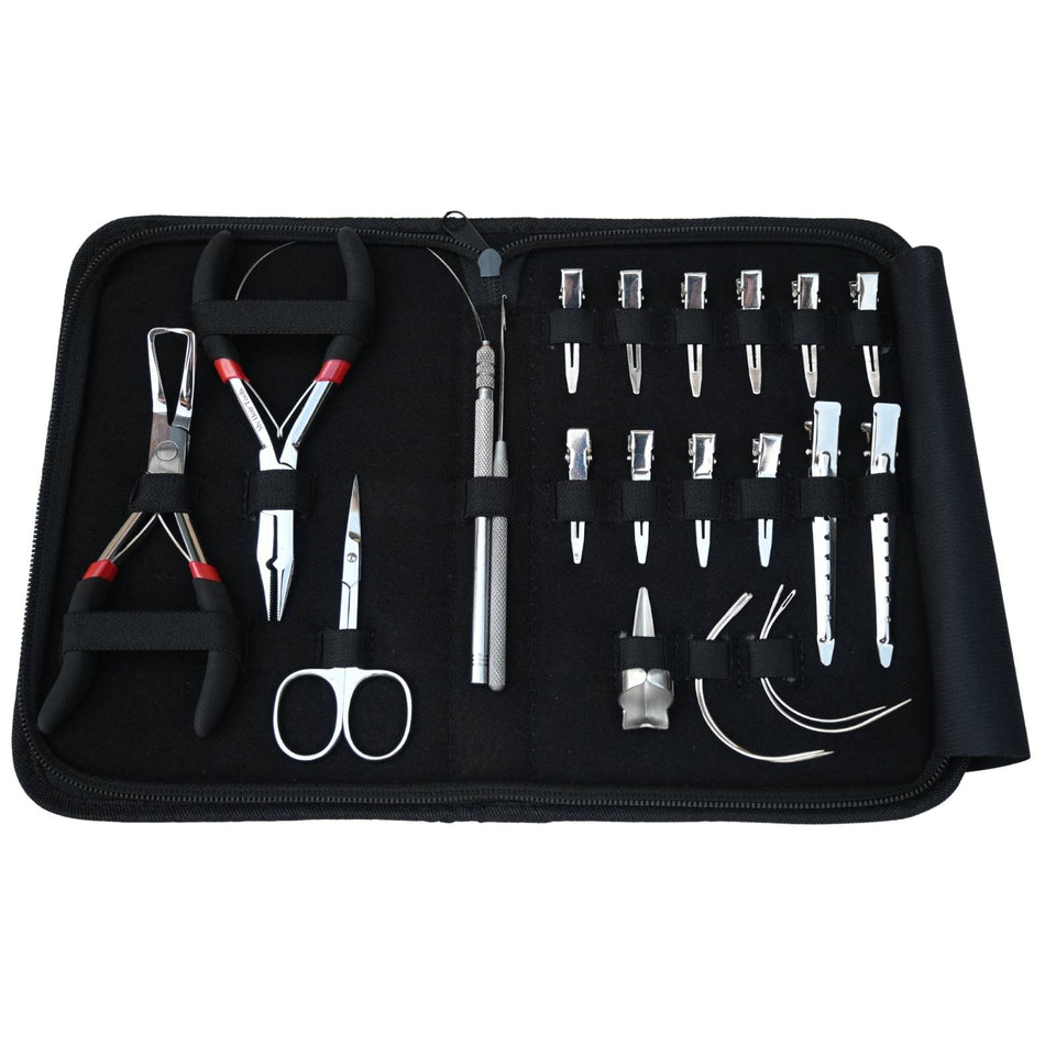 Silver Edition Hair Extension Tool Kit with Crimping Pliers, Loop Tool & Sectioning Set - Cross Edge Corporation