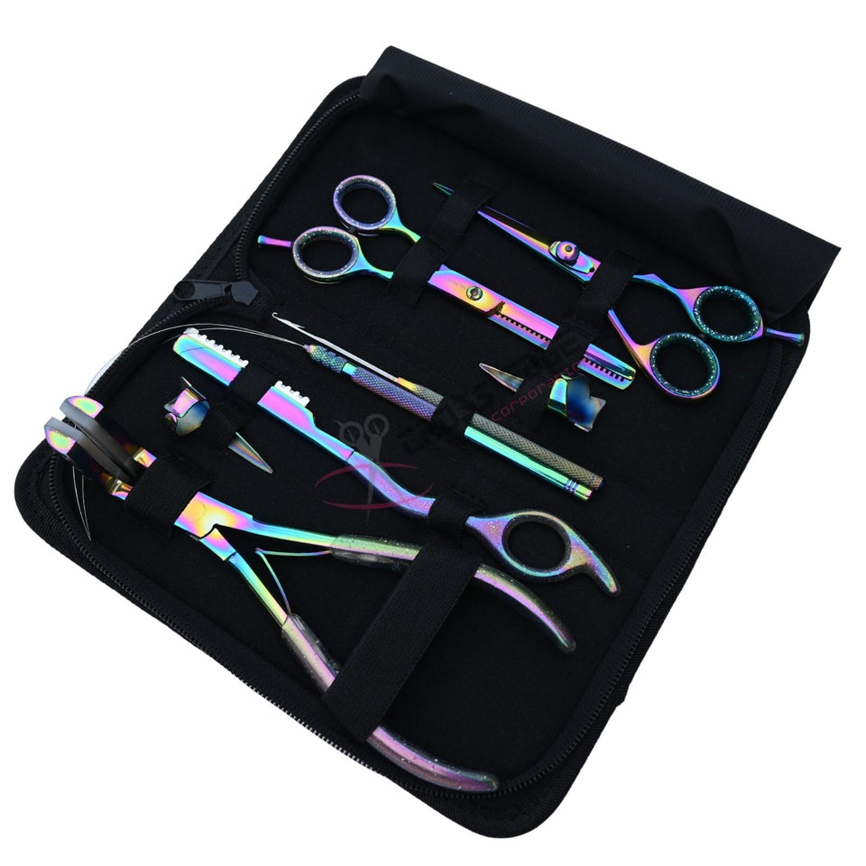 Salon Stylist Hair Extension Kit with Tape In Plier, Razor Tool & Professional Scissors Set - Cross Edge Corporation