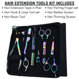 Salon Stylist Hair Extension Kit with Tape In Plier, Razor Tool & Professional Scissors Set - Cross Edge Corporation
