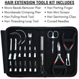 Silver Edition Hair Extension Tool Kit with Crimping Pliers, Loop Tool & Sectioning Set - Cross Edge Corporation