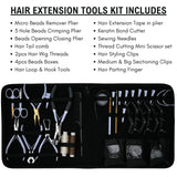 Master Hair Extension Studio Kit with 3 Hole Crimping Pliers, Tape In Tool & Bead Storage Set - Cross Edge Corporation