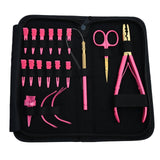 Pink Salon Hair Extension Tool Kit with 2 Hole Crimping Plier & Threading Loop Tool - Cross Edge Corporation