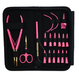 Pink Salon Hair Extension Tool Kit with 2 Hole Crimping Plier & Threading Loop Tool - Cross Edge Corporation