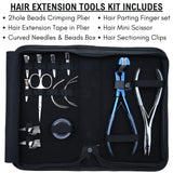 Tape-In & Nano Ring Hair Extension Kit with 2 Hole Crimping Plier and Beads Storage Box - Cross Edge Corporation