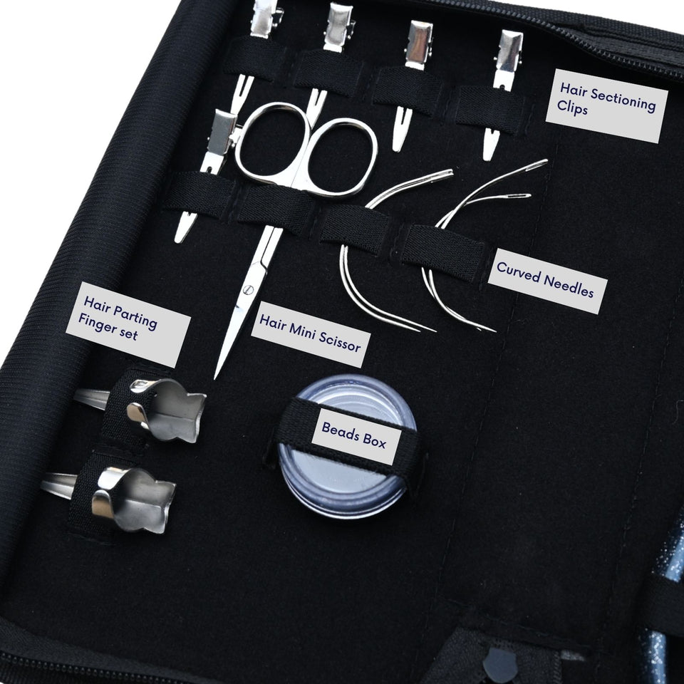 Tape-In & Nano Ring Hair Extension Kit with 2 Hole Crimping Plier and Beads Storage Box - Cross Edge Corporation