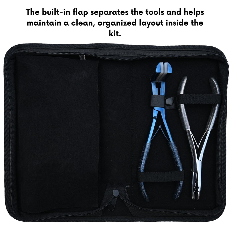 Tape-In & Nano Ring Hair Extension Kit with 2 Hole Crimping Plier and Beads Storage Box - Cross Edge Corporation