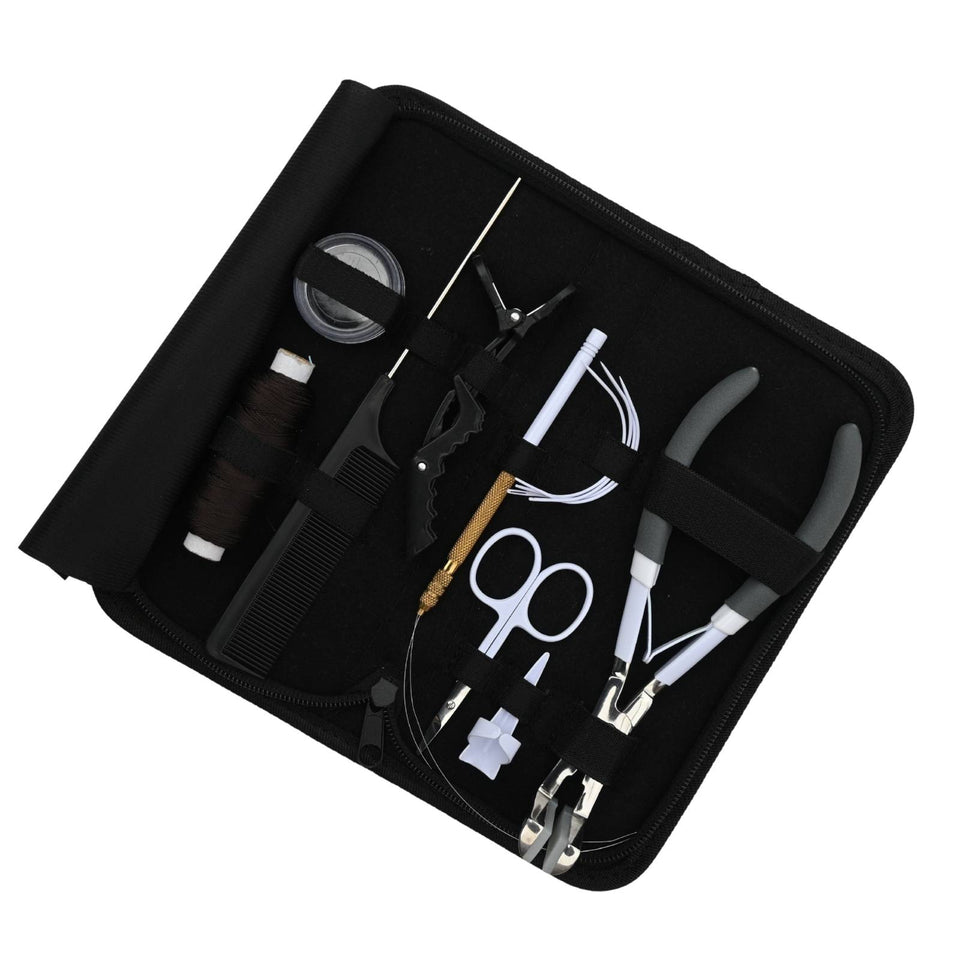 Tape-In Hair Extension Starter Kit with Wig Threads, Beads Box & Salon Styling Tools - Cross Edge Corporation