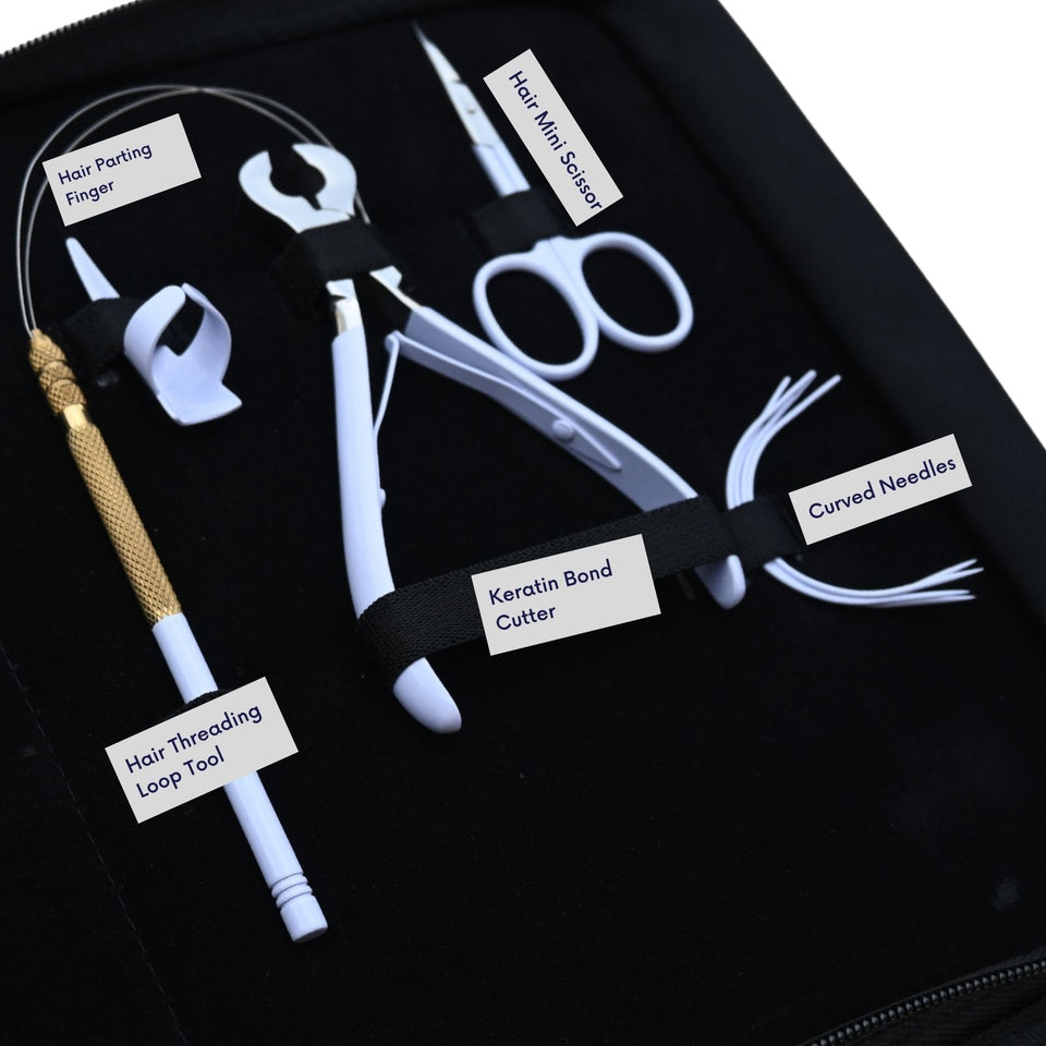 Complete Tape-In Hair Extension Kit with Keratin Bond Cutter & Bead Crimping Pliers - Cross Edge Corporation