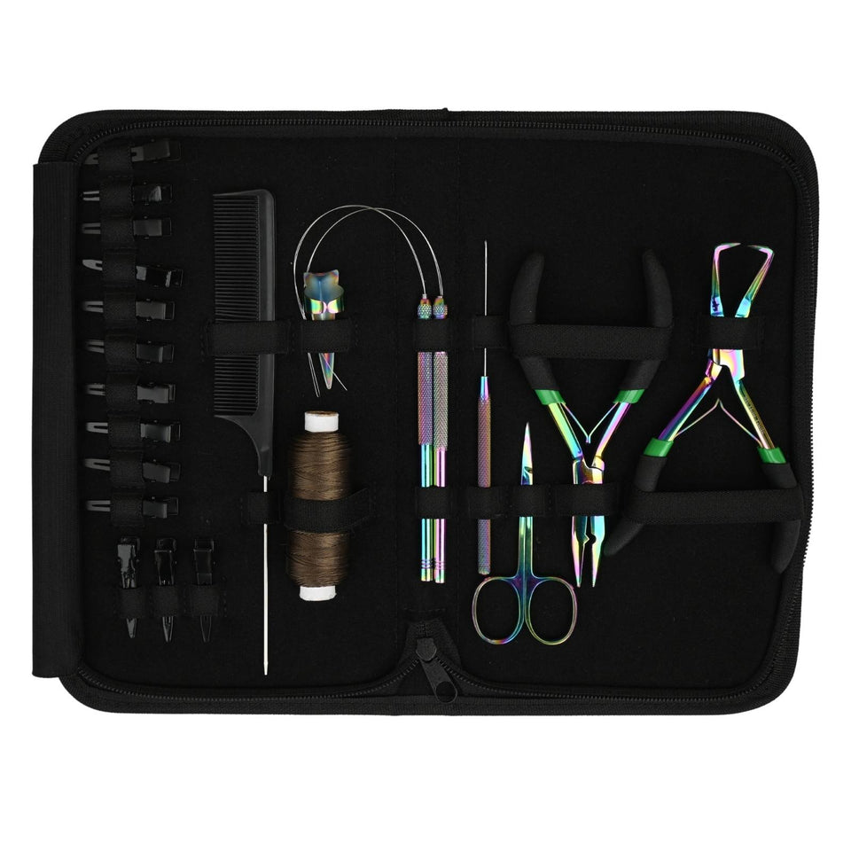 Complete Microlink Hair Extension Kit with Crimping Pliers, Loop Tools & Wig Thread Set - Cross Edge Corporation