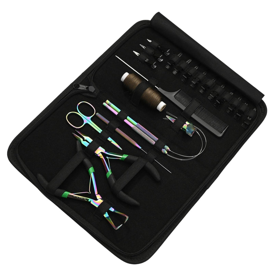 Complete Microlink Hair Extension Kit with Crimping Pliers, Loop Tools & Wig Thread Set - Cross Edge Corporation