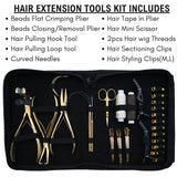 Tape-In Hair Extension Kit with Flat Crimping Pliers, Hook Loop Tools & Wig Thread Set - Cross Edge Corporation