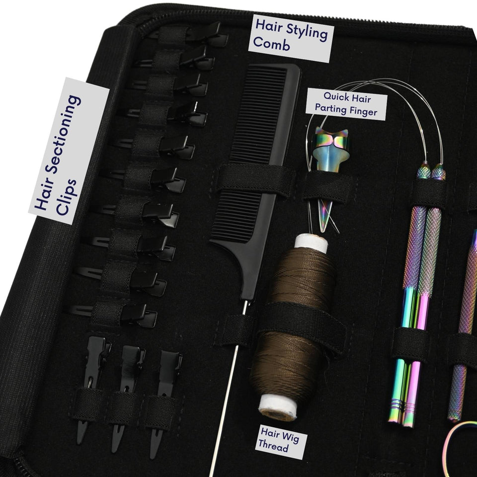 Complete Microlink Hair Extension Kit with Crimping Pliers, Loop Tools & Wig Thread Set - Cross Edge Corporation