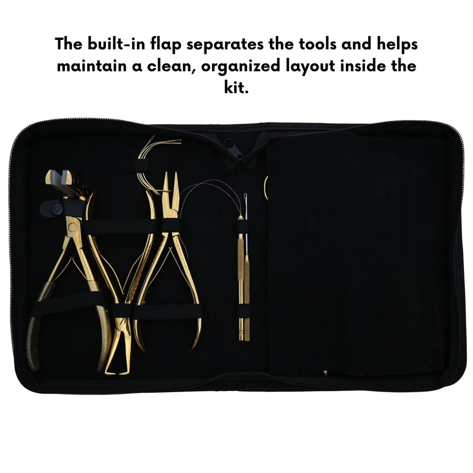 Tape-In Hair Extension Kit with Flat Crimping Pliers, Hook Loop Tools & Wig Thread Set - Cross Edge Corporation
