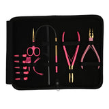 Pink Gold Hair Extension Tool Kit with 2 Hole Crimping & Bead Opening Pliers - Cross Edge Corporation