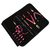 Pink Gold Hair Extension Tool Kit with 2 Hole Crimping & Bead Opening Pliers - Cross Edge Corporation