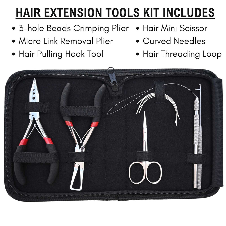 Hair Extension Tool Kit with 3 Hole Crimping Plier & Microlink Removal Tool - Cross Edge Corporation